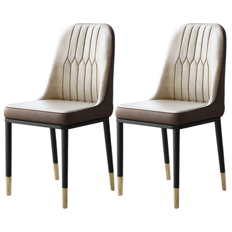 Chaises de salle à manger et d'appoint courbées en cuir contemporaines Parsons Chairs