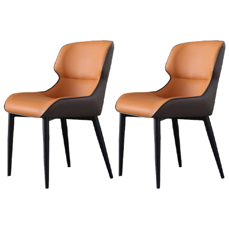 Modern Leather Curved Sloped Arm Chair Parsons Chair for Brasserie