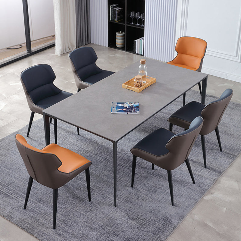 Modern Leather Curved Sloped Arm Chair Parsons Chair for Brasserie