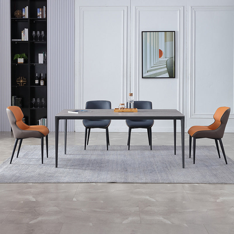 Modern Leather Curved Sloped Arm Chair Parsons Chair for Brasserie