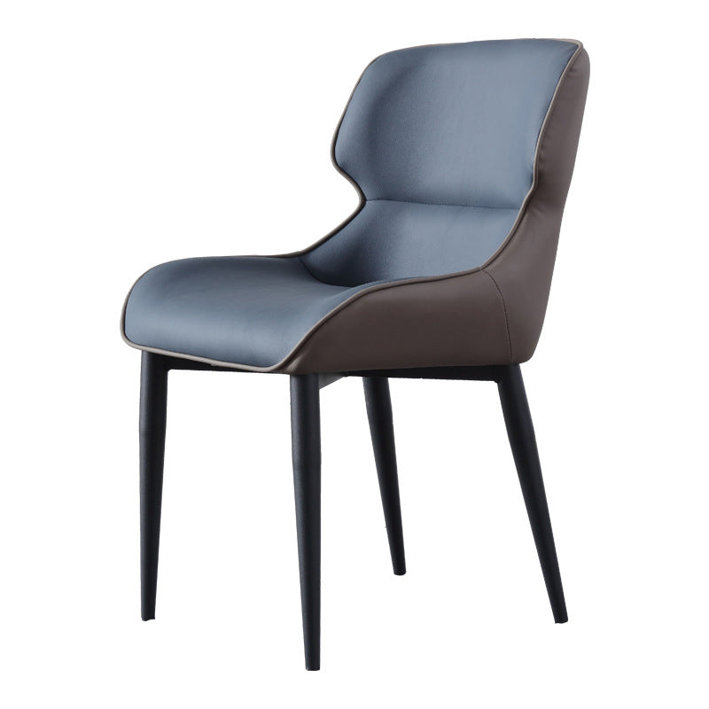 Modern Leather Curved Sloped Arm Chair Parsons Chair for Brasserie