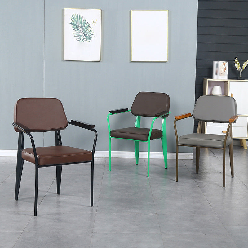 Fauteuil de pièce intérieure-extérieure en métal industriel, chaise à dossier ouvert