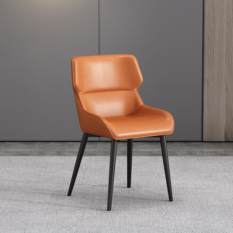 Silla de invitados Parsons moderna, silla curva de cuero con acabado mate para Brasserie