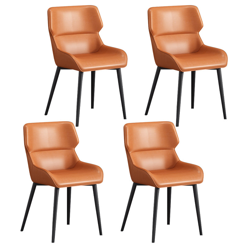 Silla de invitados Parsons moderna, silla curva de cuero con acabado mate para Brasserie