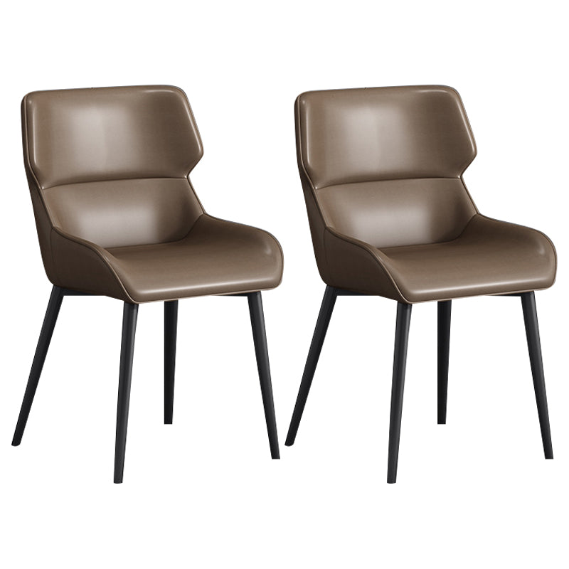 Silla de invitados Parsons moderna, silla curva de cuero con acabado mate para Brasserie