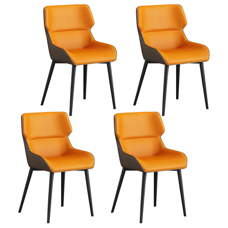 Silla de invitados Parsons moderna, silla curva de cuero con acabado mate para Brasserie