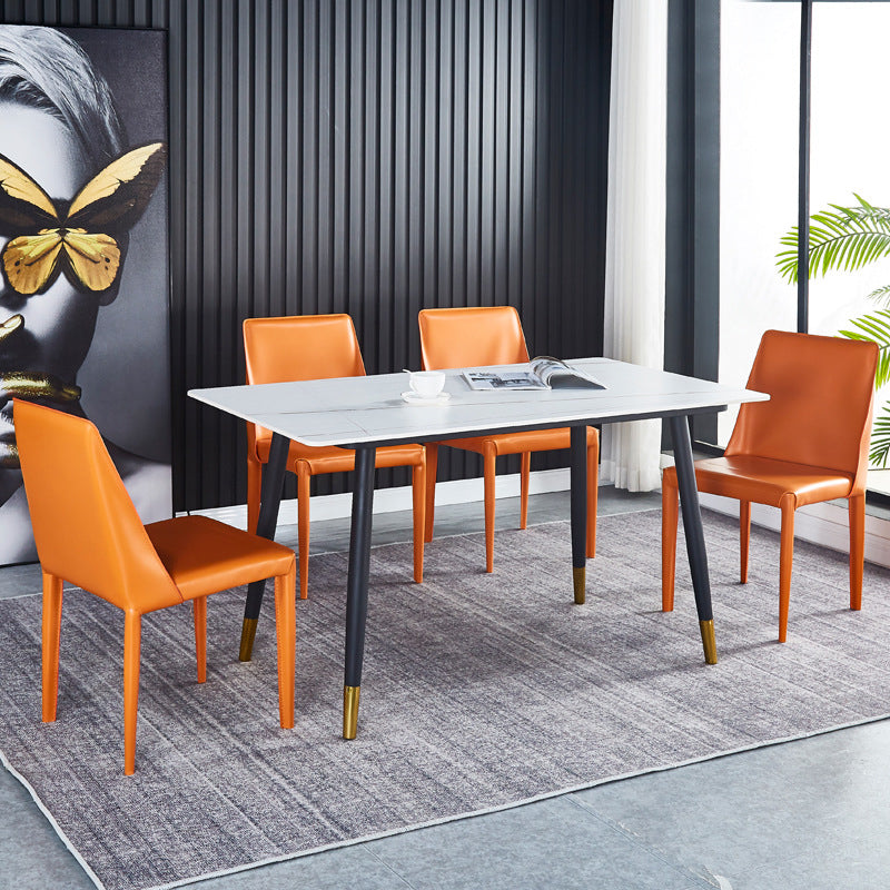 Silla auxiliar Parsons contemporánea, silla sin brazos curvada de cuero con acabado mate para Brasserie