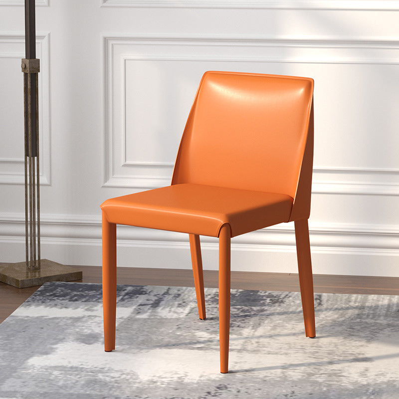 Silla auxiliar Parsons contemporánea, silla sin brazos curvada de cuero con acabado mate para Brasserie
