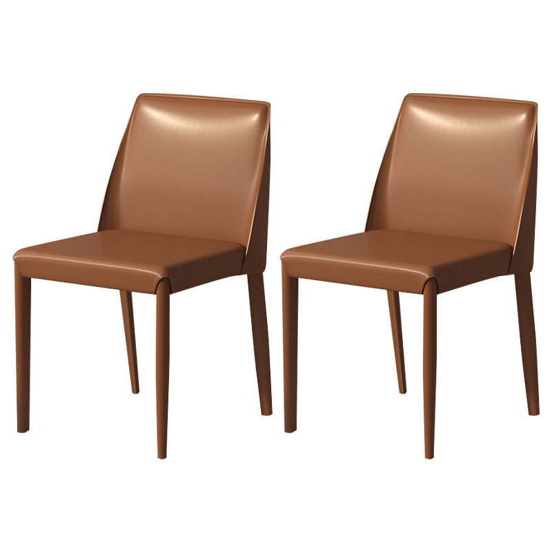 Silla auxiliar Parsons contemporánea, silla sin brazos curvada de cuero con acabado mate para Brasserie