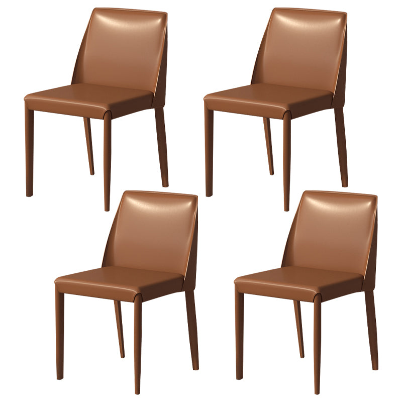 Silla auxiliar Parsons contemporánea, silla sin brazos curvada de cuero con acabado mate para Brasserie