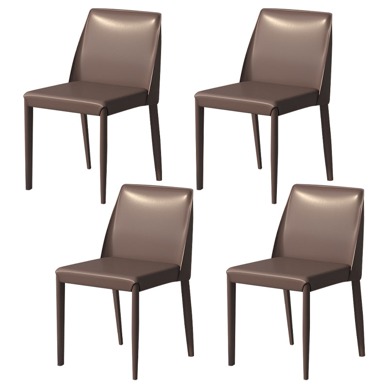 Silla auxiliar Parsons contemporánea, silla sin brazos curvada de cuero con acabado mate para Brasserie