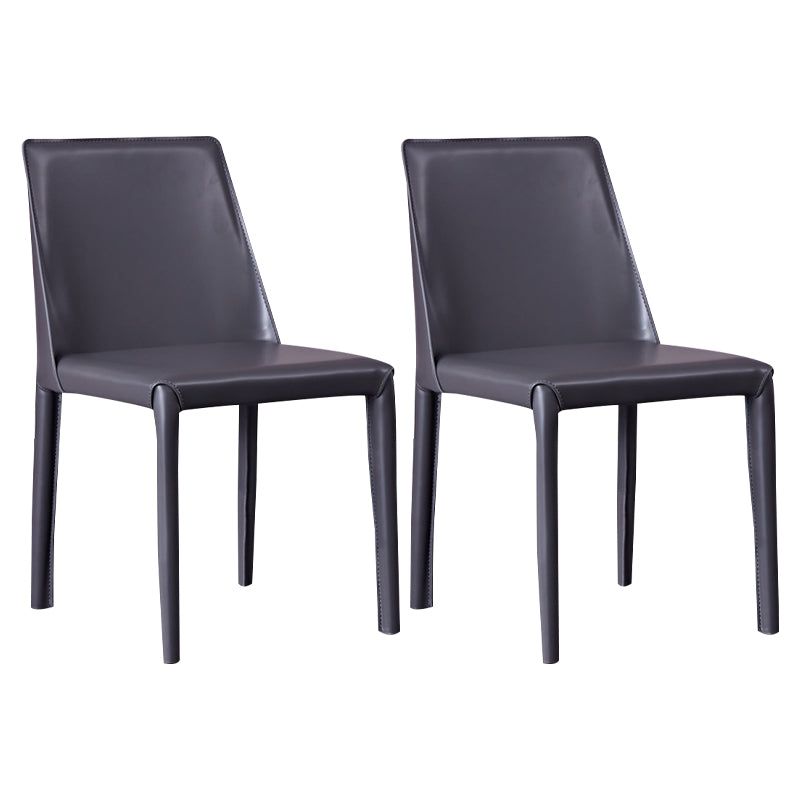 Sillas laterales de cuero modernas para interiores y exteriores, silla con respaldo sólido