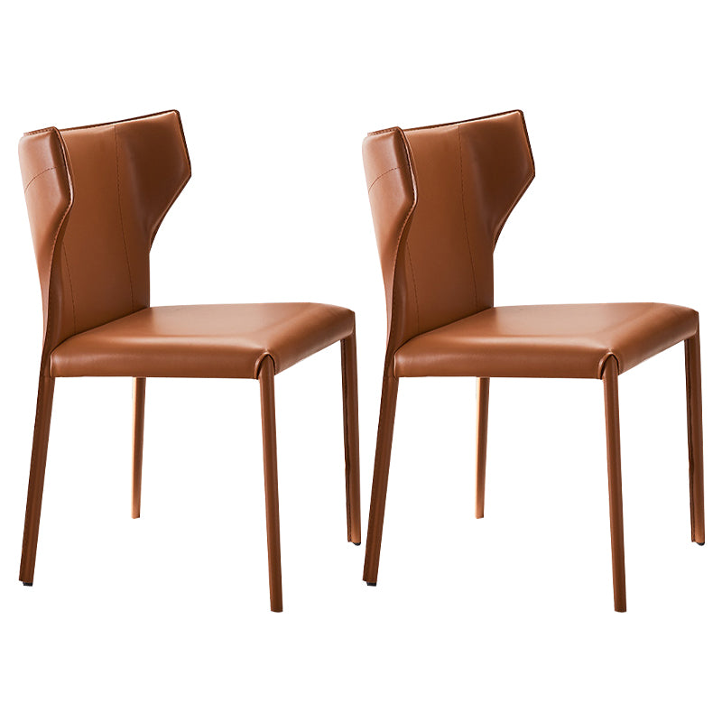 Sillas laterales de cuero modernas para interiores y exteriores, silla con respaldo sólido