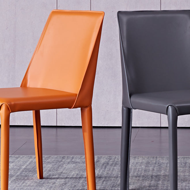 Sillas laterales de cuero modernas para interiores y exteriores, silla con respaldo sólido