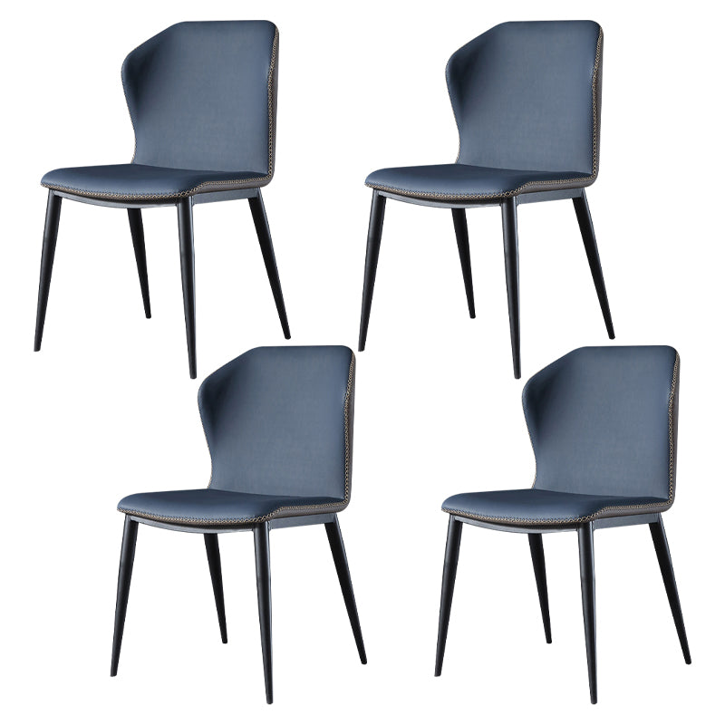 Silla lateral contemporánea con respaldo de orejas Silla sin brazos curvada de cuero con acabado mate