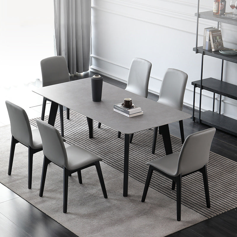 Sillas decorativas y de comedor contemporáneas Silla sin brazos Parsons curvada de cuero con acabado mate