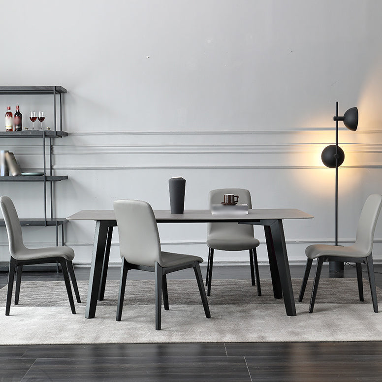 Sillas decorativas y de comedor contemporáneas Silla sin brazos Parsons curvada de cuero con acabado mate