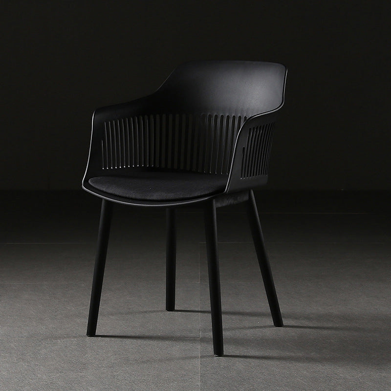 Contemporary Slat Back Arm Chair Matte Finish Metal Chair for Patio