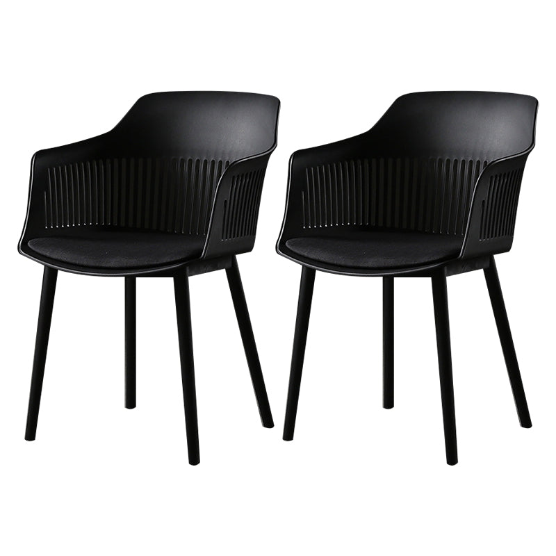 Contemporary Slat Back Arm Chair Matte Finish Metal Chair for Patio