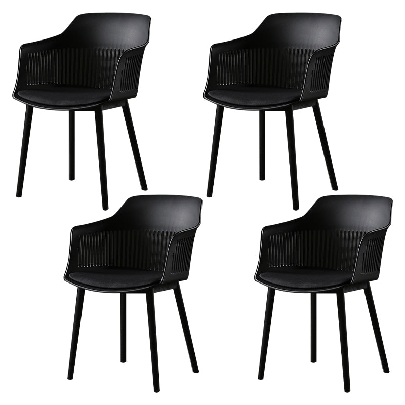 Contemporary Slat Back Arm Chair Matte Finish Metal Chair for Patio