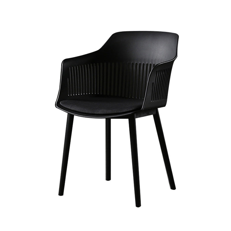 Contemporary Slat Back Arm Chair Matte Finish Metal Chair for Patio
