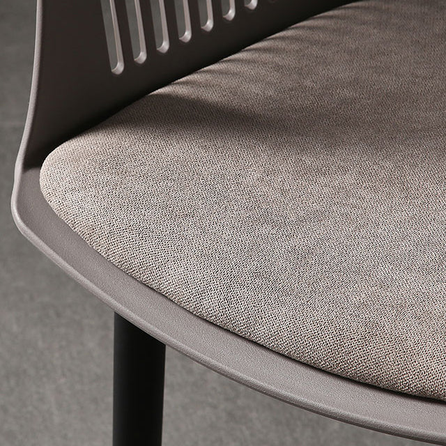 Contemporary Slat Back Arm Chair Matte Finish Metal Chair for Patio