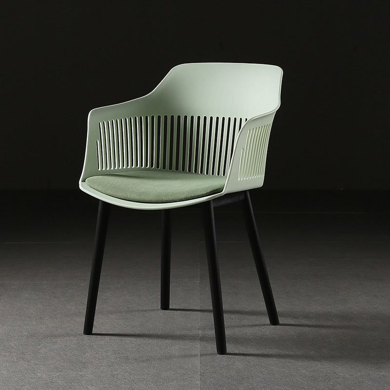 Contemporary Slat Back Arm Chair Matte Finish Metal Chair for Patio