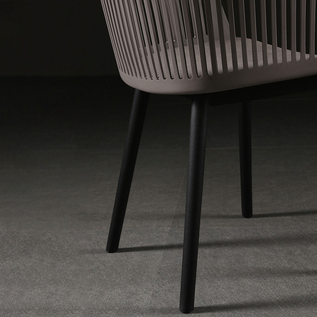 Contemporary Slat Back Arm Chair Matte Finish Metal Chair for Patio