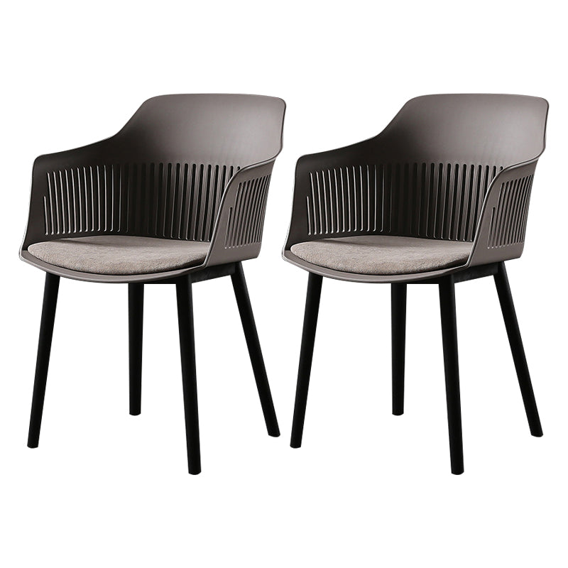 Contemporary Slat Back Arm Chair Matte Finish Metal Chair for Patio