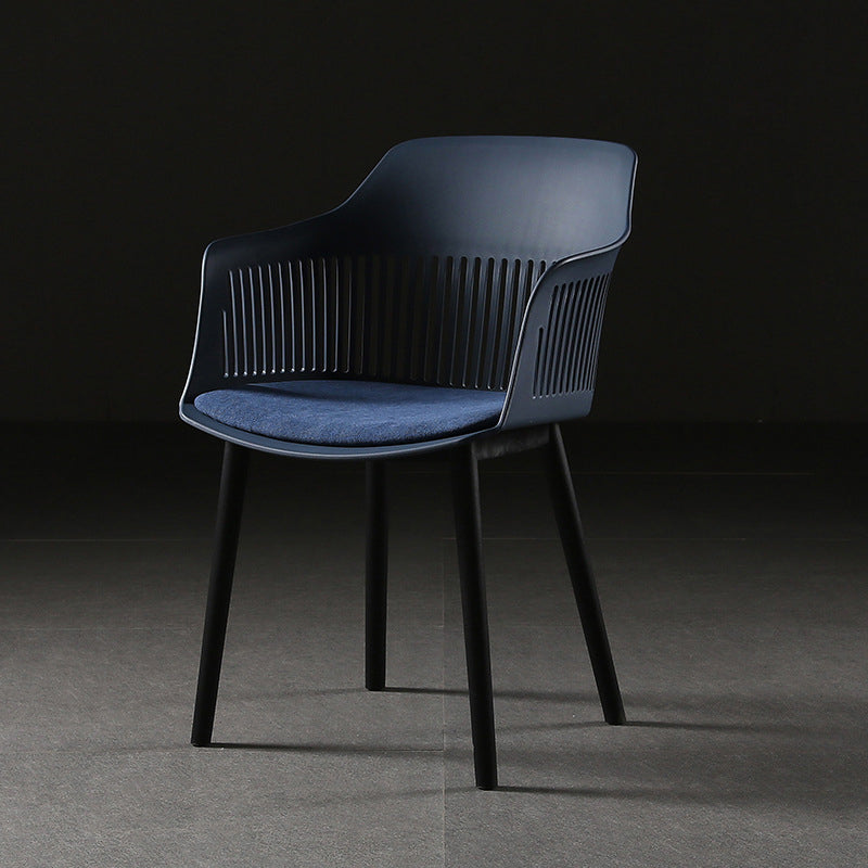 Contemporary Slat Back Arm Chair Matte Finish Metal Chair for Patio
