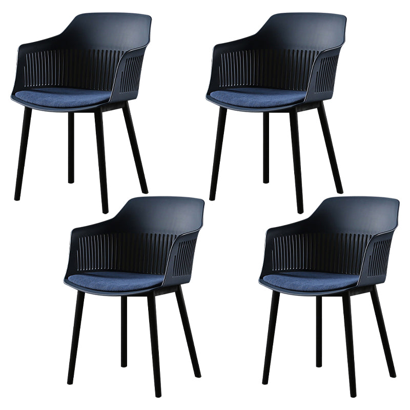 Contemporary Slat Back Arm Chair Matte Finish Metal Chair for Patio