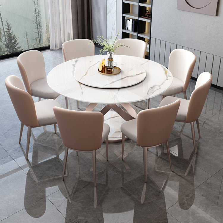 29.52''H Glam Round Dining Table Standard Sintered Stone Dining Table with Pedestal Base