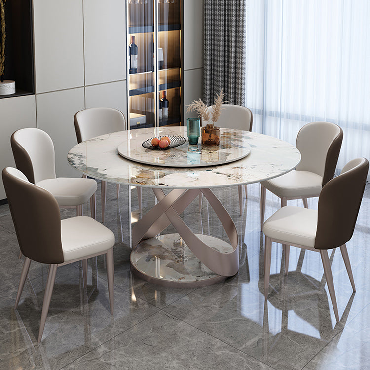 29.52''H Glam Round Dining Table Standard Sintered Stone Dining Table with Pedestal Base