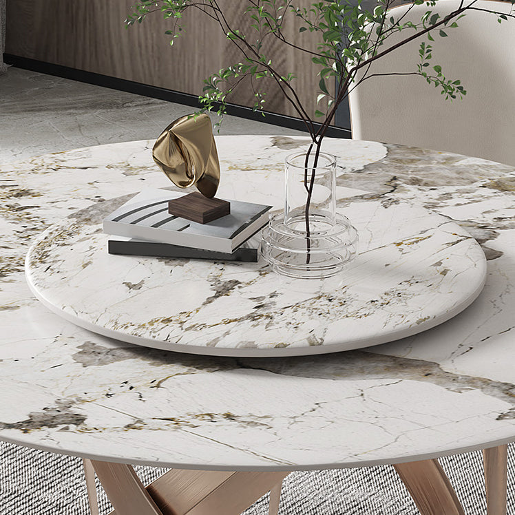 29.52''H Glam Round Dining Table Standard Sintered Stone Dining Table with Pedestal Base