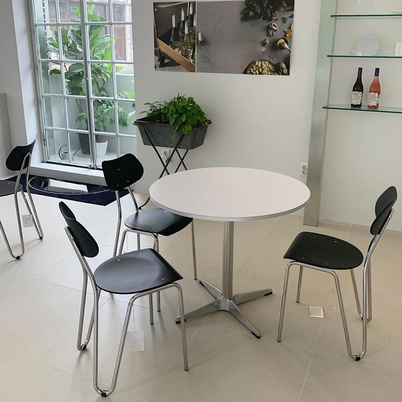 Modern MDF Round Dining Table Standard White Dining Table with Pedestal Base
