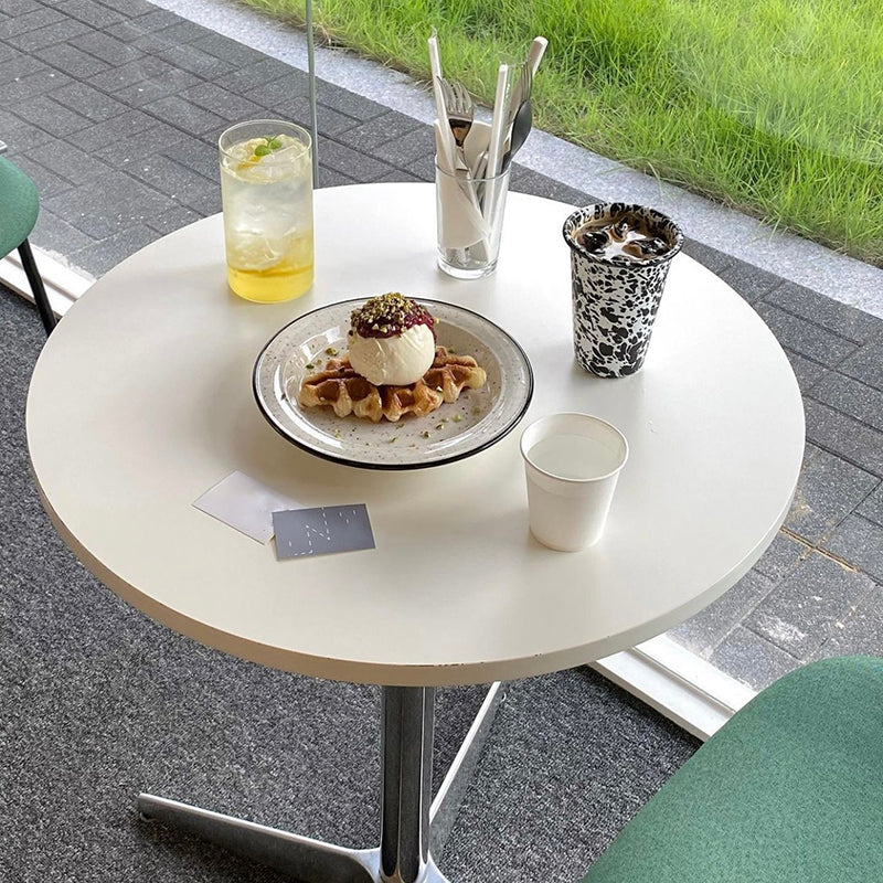 Modern MDF Round Dining Table Standard White Dining Table with Pedestal Base