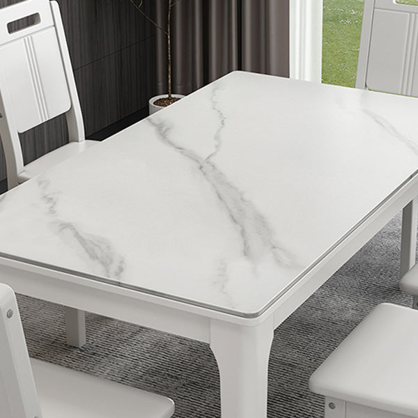 Rechthoekige eettafel uit het midden van de eeuw Vaste tafel van witte gesinterde steen