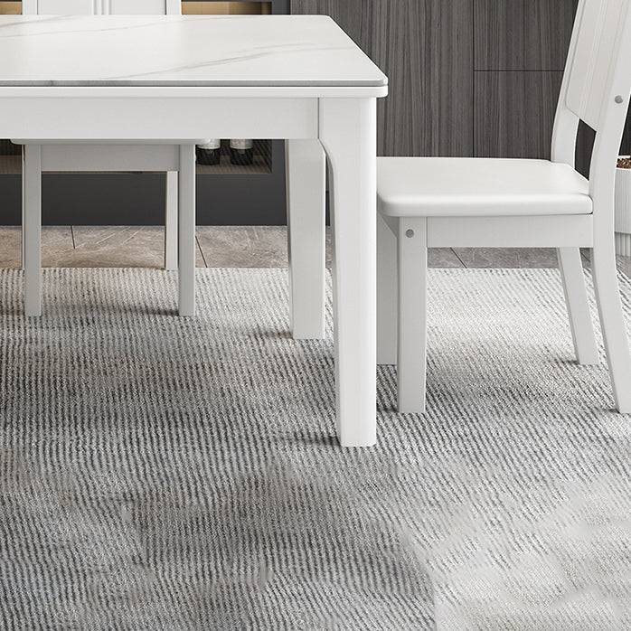 Rechthoekige eettafel uit het midden van de eeuw Vaste tafel van witte gesinterde steen
