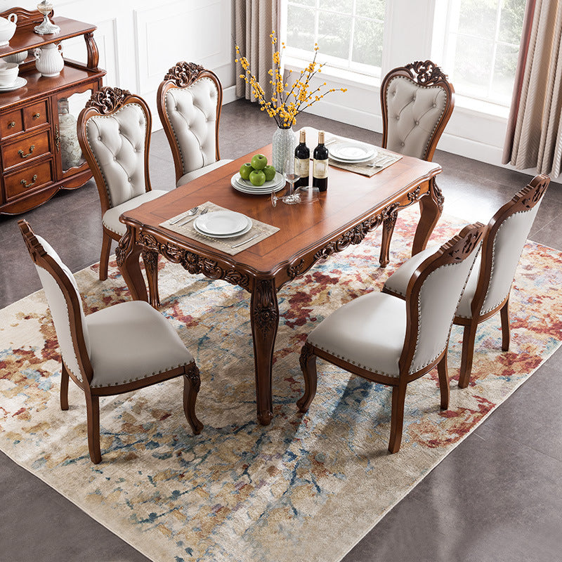 Mid-Century Dining Table Rectangle Solid Wood 4 Legs Dining Table for Living Room
