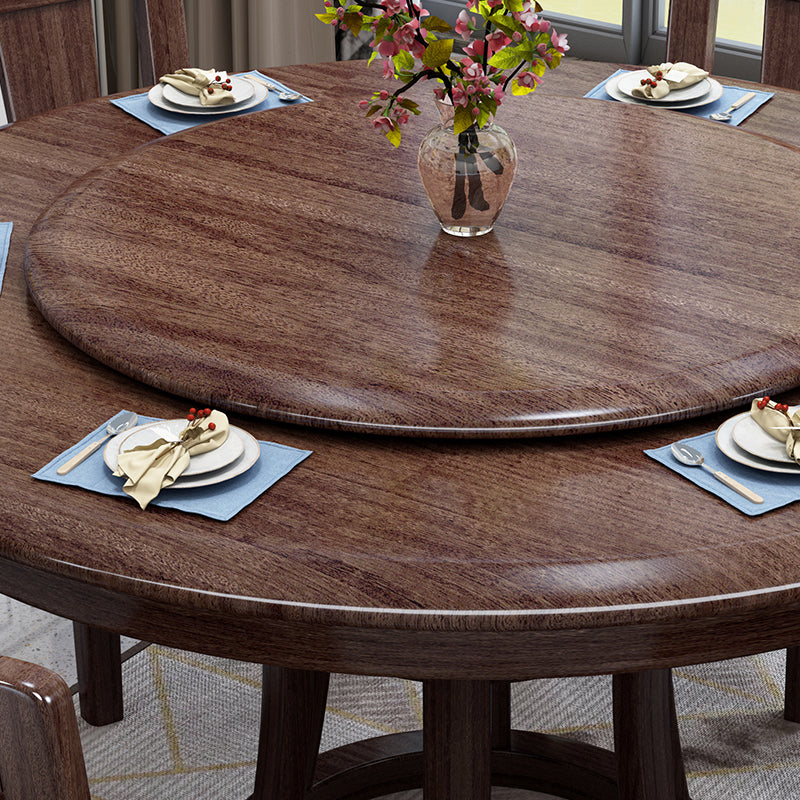 Modern Round Shape Brown Table Solid Wood Standard Dining Table for Kitchen