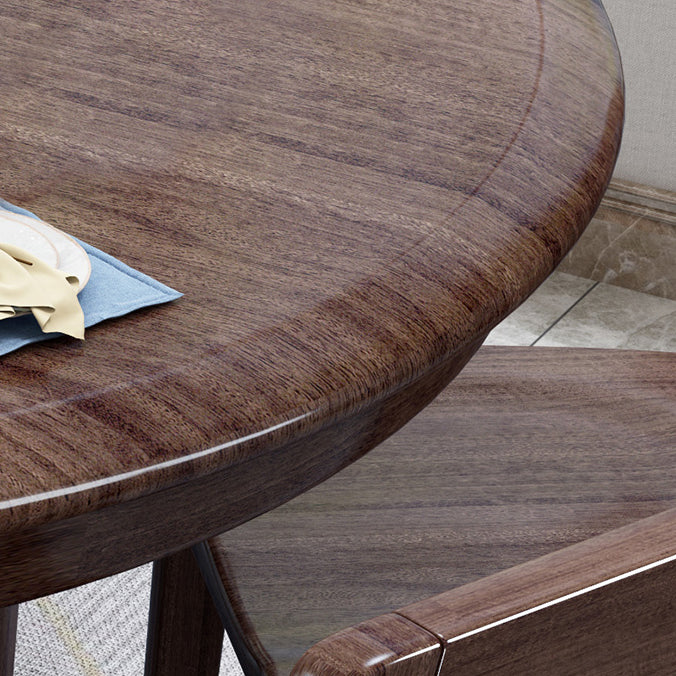 Modern Round Shape Brown Table Solid Wood Standard Dining Table for Kitchen