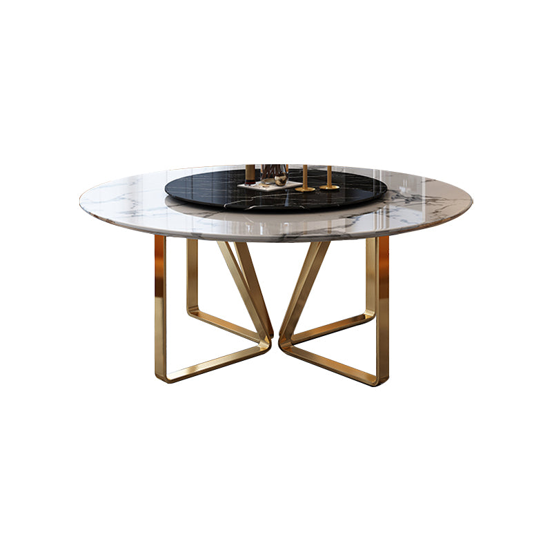 Ronde meubels luxe stijl marmeren dubbele voetstuk eettafel met draaitafel