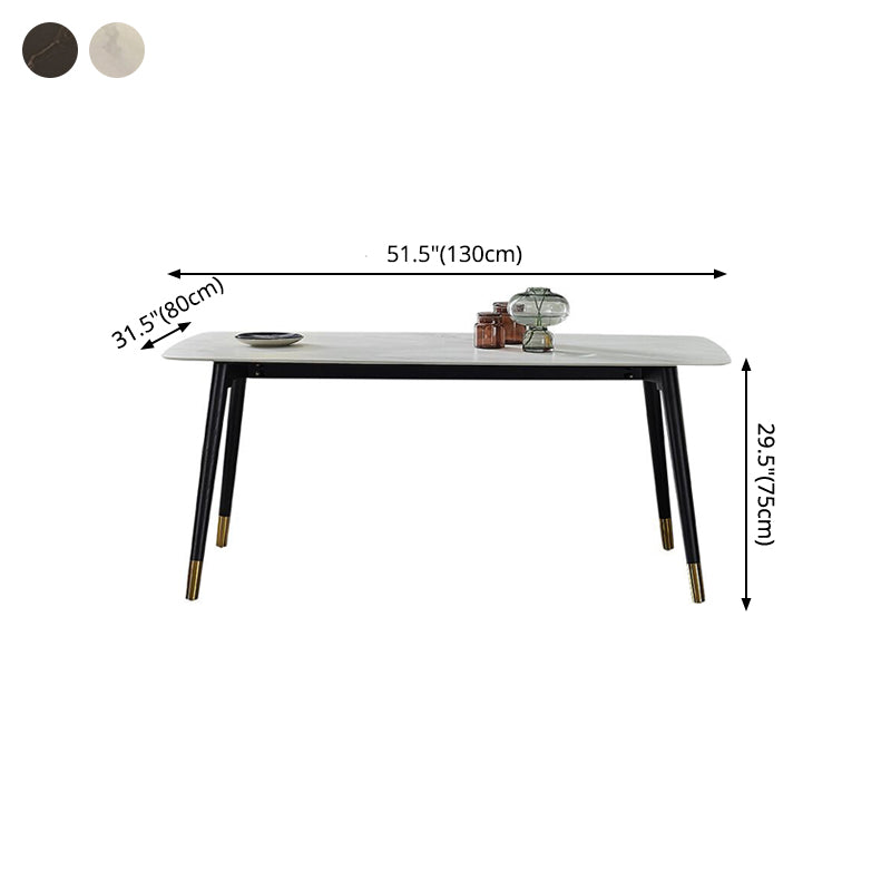 Rectangle Luxury Style Dining Table Two-Color Fixed Table with Sintered Stone