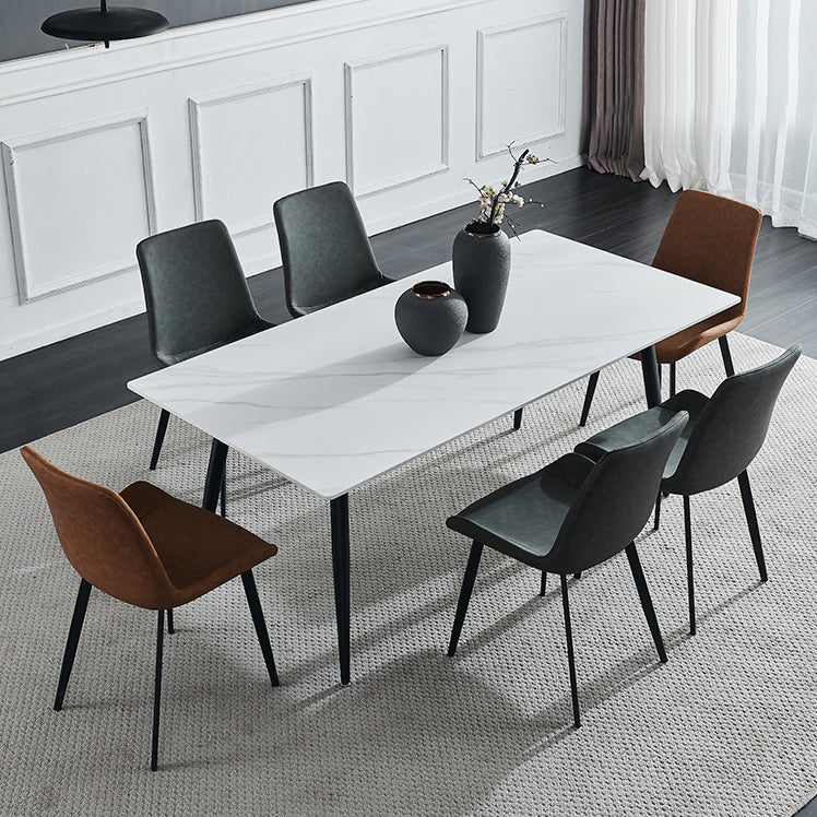 Industriële stijl rechthoek eettafel stenen eettafel met metalen 4 poten