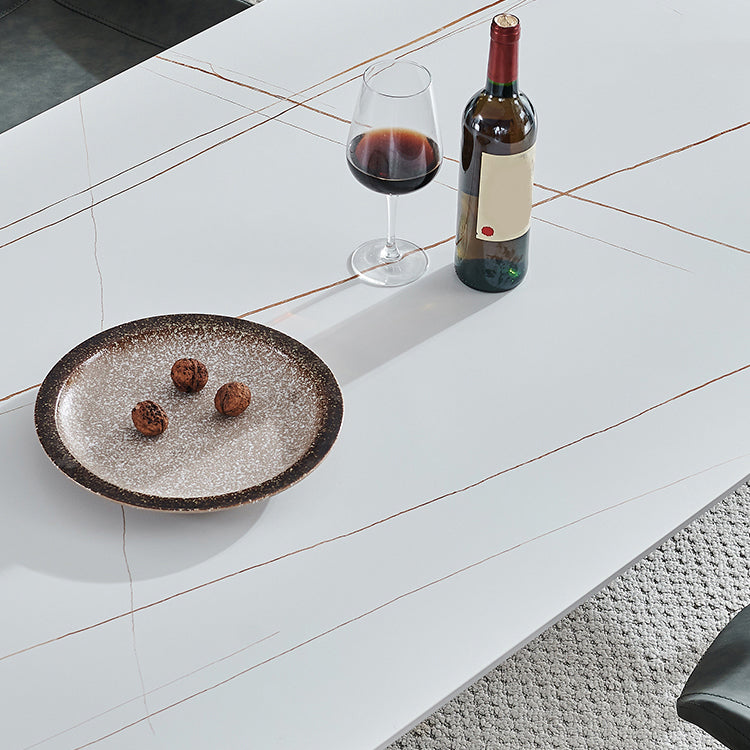 Industriële stijl rechthoek eettafel stenen eettafel met metalen 4 poten