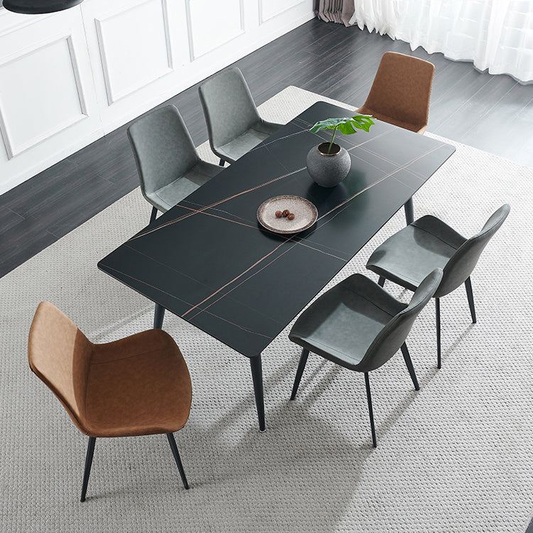 Industriële stijl rechthoek eettafel stenen eettafel met metalen 4 poten