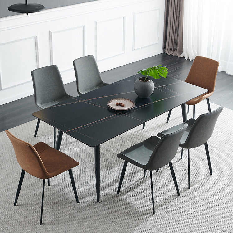 Industriële stijl rechthoek eettafel stenen eettafel met metalen 4 poten