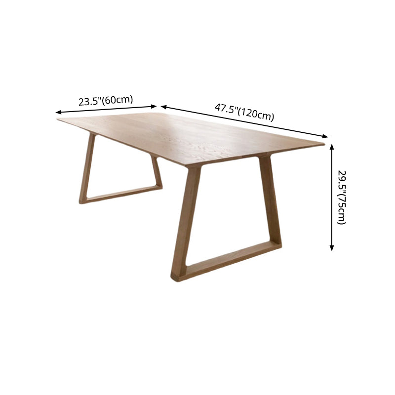 Mesa rectangular moderna de mediados de siglo, mesa fija de color madera con 4 patas