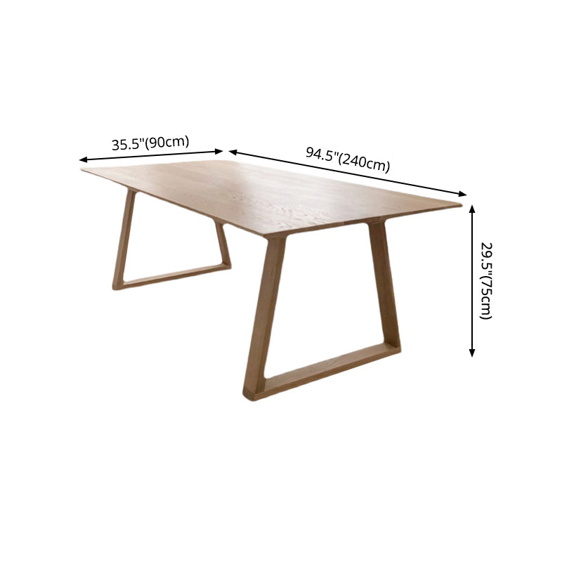 Mesa rectangular moderna de mediados de siglo, mesa fija de color madera con 4 patas