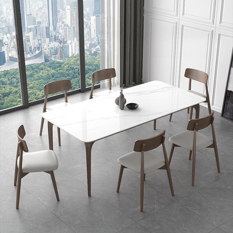 Middeleeuwse moderne gesinterde stenen tafel voor restaurant rechthoektafel met houten 4 poten